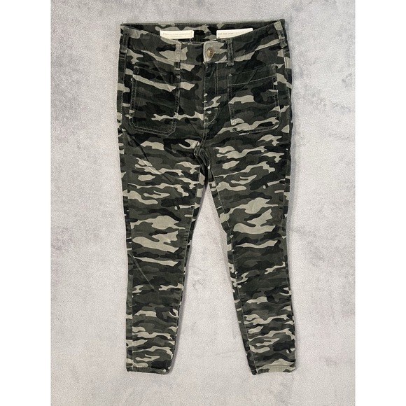 Pilcro Pants - Pilcro By Anthropologie Corduroy Pants Womens 27 Petite Green Camo Skinny High